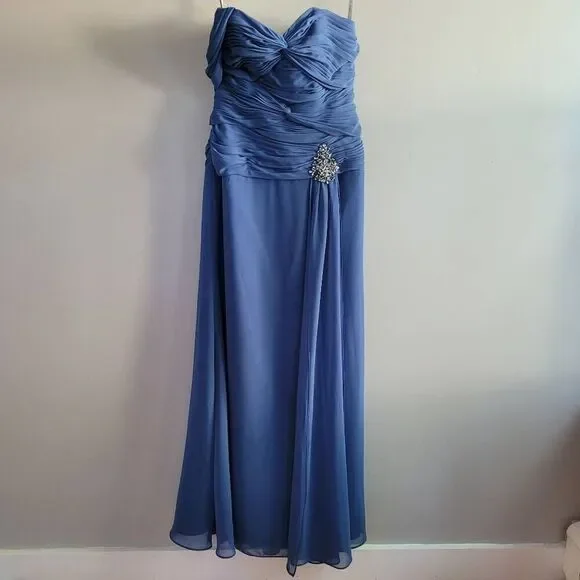 NWT Alfred Angelo navy single strap maxi dress sweetheart neckline wedding guest - Picture 2 of 16